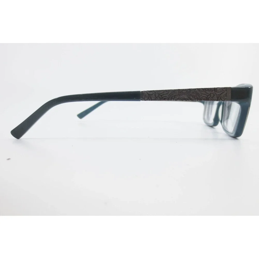 Nicole Miller Rectangular Eyeglasses Teal Blue Patterned Temples 51-15-140 35416
